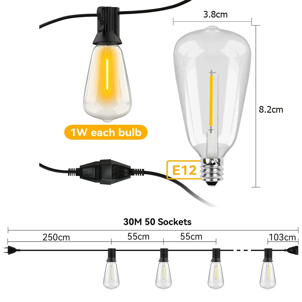 LumiRain - Cadena de luces LED impermeables