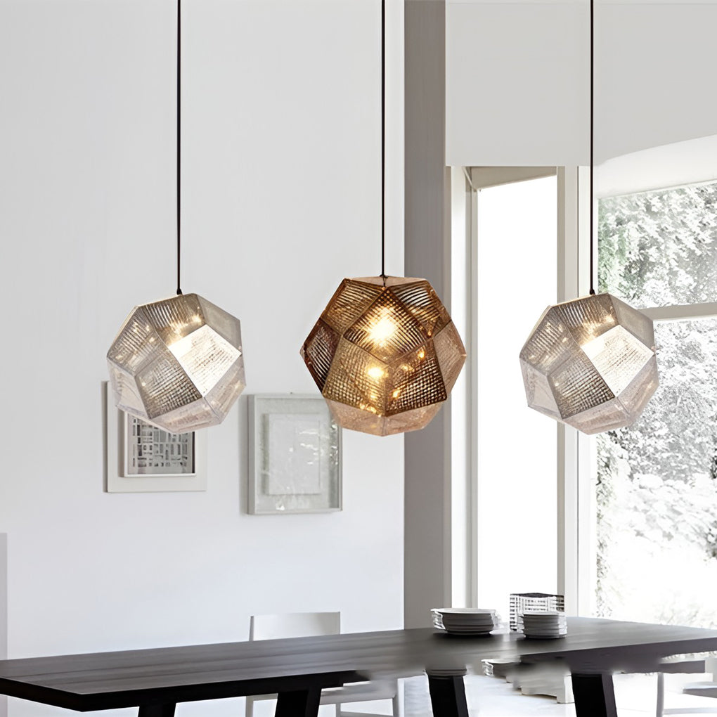 LichtDesign - Geometryczna Okrągła Lampa Wisząca z Metalu Elektrolitycznego