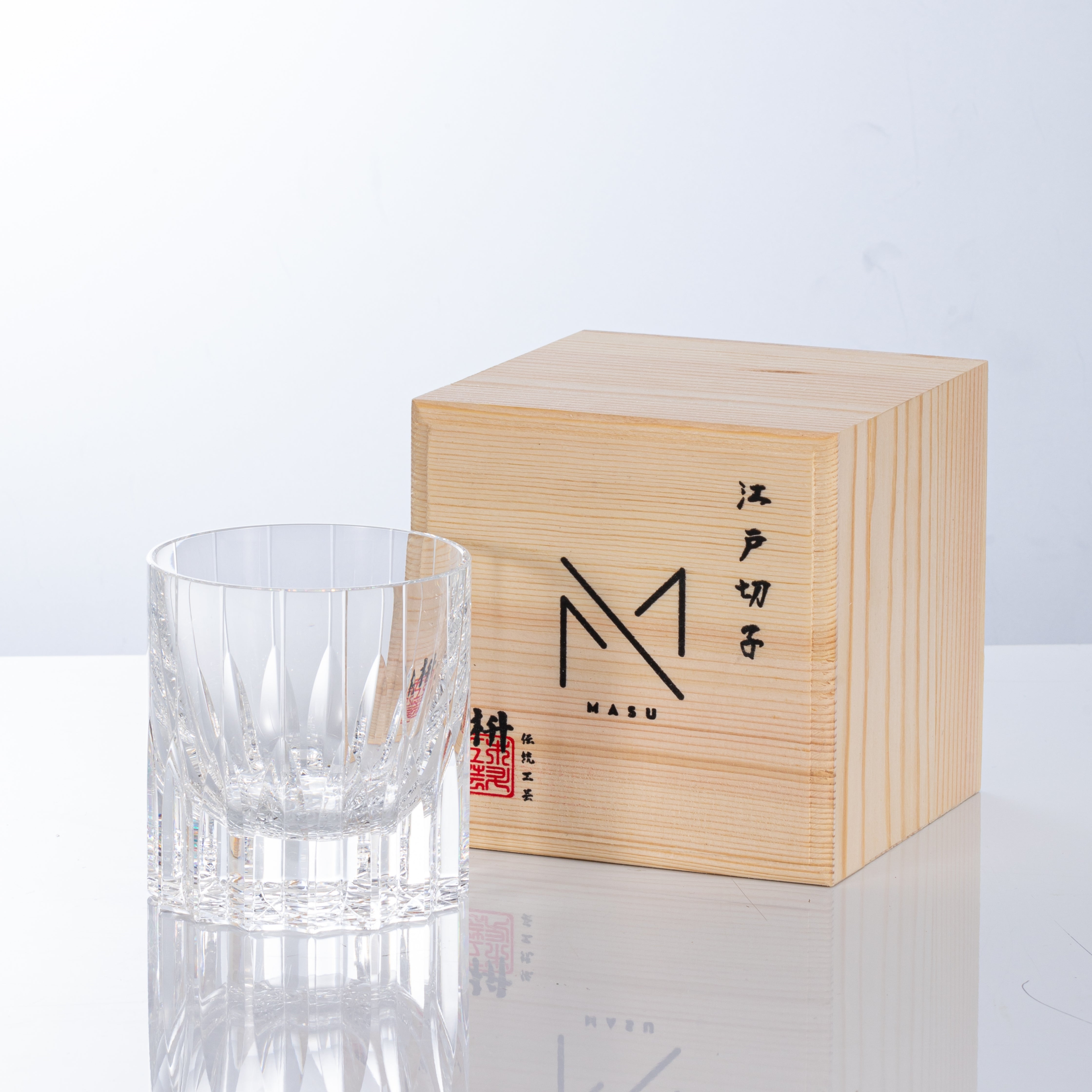 Edo Kiriko Multi-Color Edition Oogverblindende whiskyglazen met houten kist