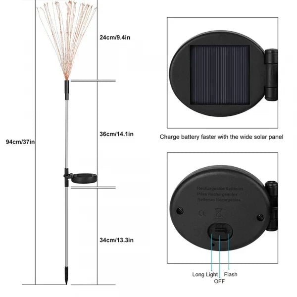 4 חלקי פנסי גן סולאריים – פנסי LED חיצוניים עמידים במים IP65 עם מצבים מתכווננים ועיצוב DIY