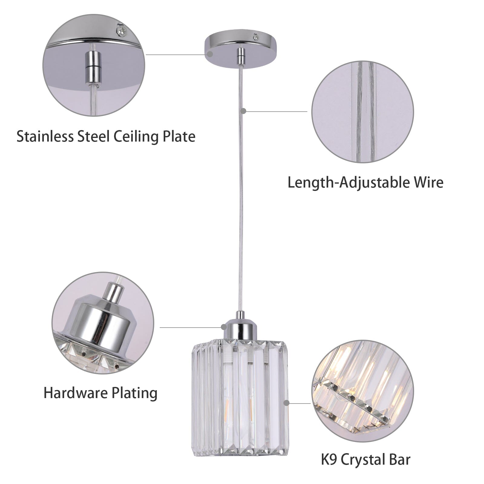 Lustre en verre cristal moderne