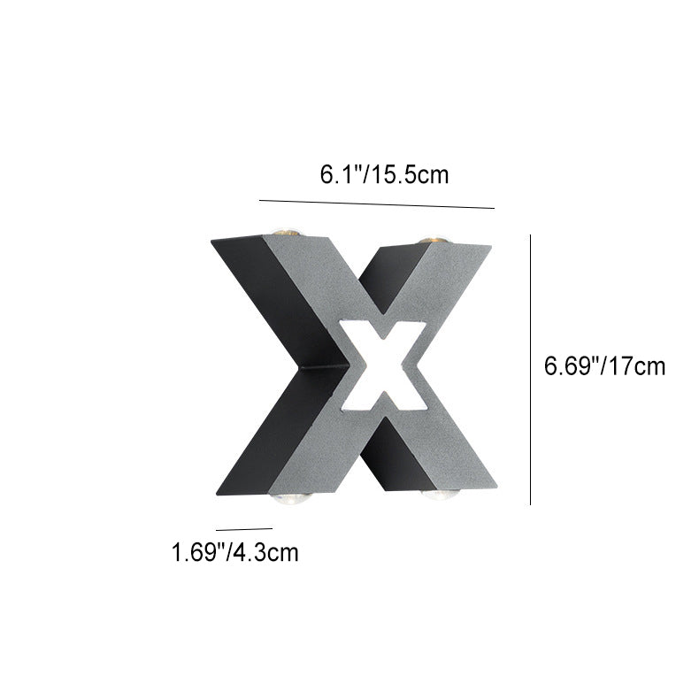 Moderne wasserdichte X-förmige LED-Wandleuchte mit 4 Leuchten für den Außenbereich