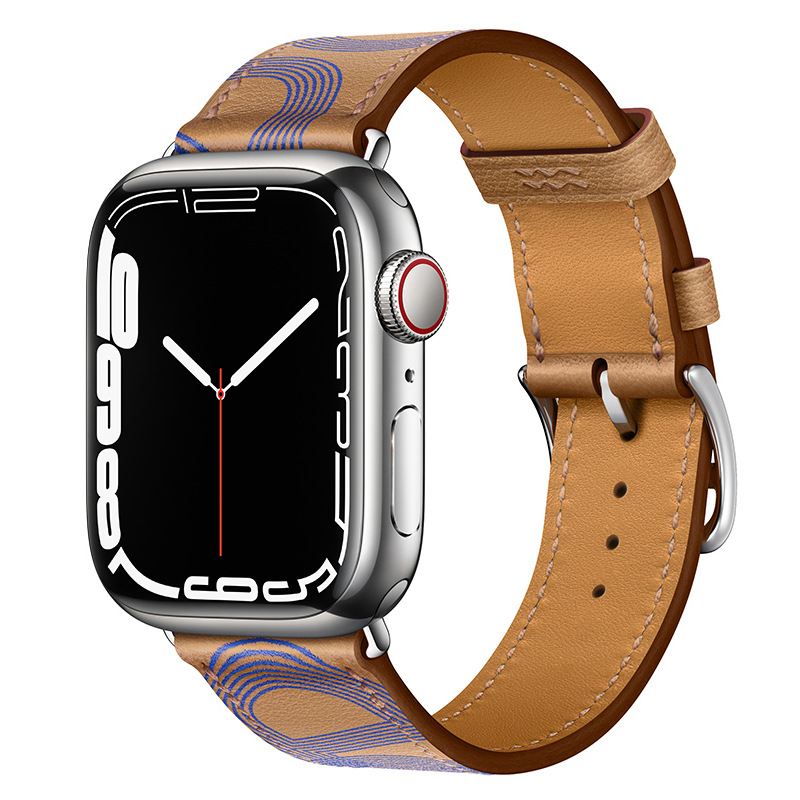 Bracelet en cuir véritable cousu à la main pour Apple Watch