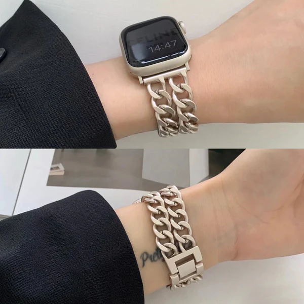 Correa de manzana de doble cadena para Apple Watch