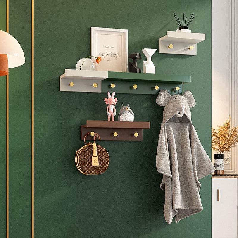 Huxley Wall Storage Shelf with Gold Hooks