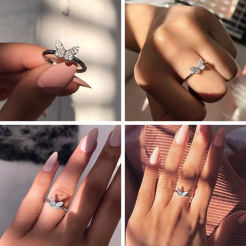 Anillos delicados con forma de mariposa