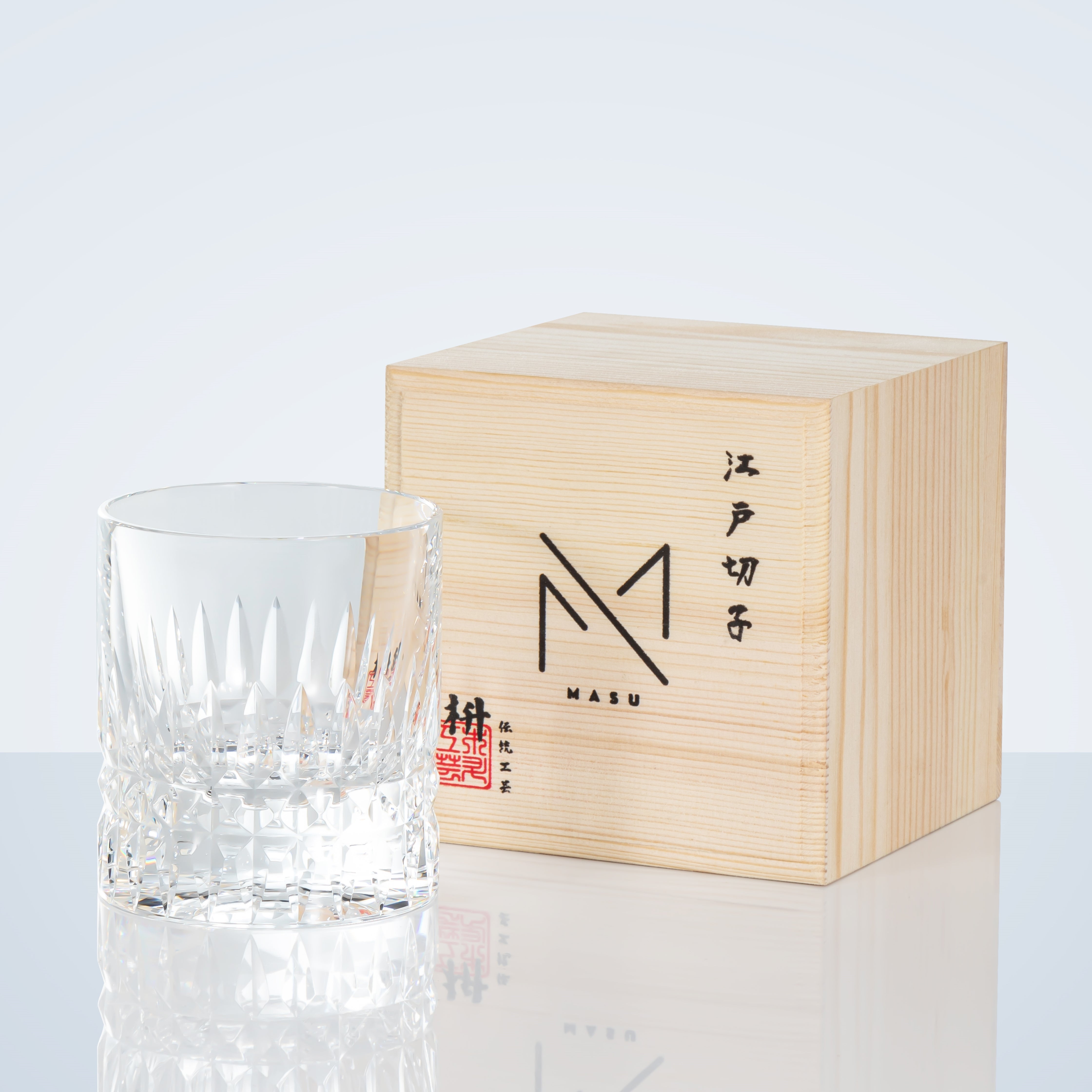 Bicchiere da whisky Edo Kiriko Crystal Royale con scatola di legno