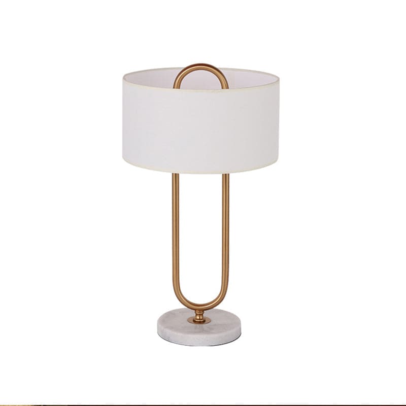 LichtAnna - Lampe de table en forme de tambour blanche avec base ovale