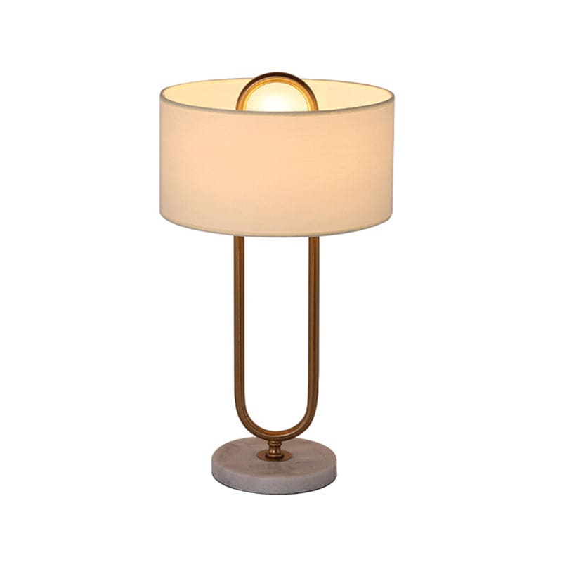 LichtAnna - Lampe de table en forme de tambour blanche avec base ovale