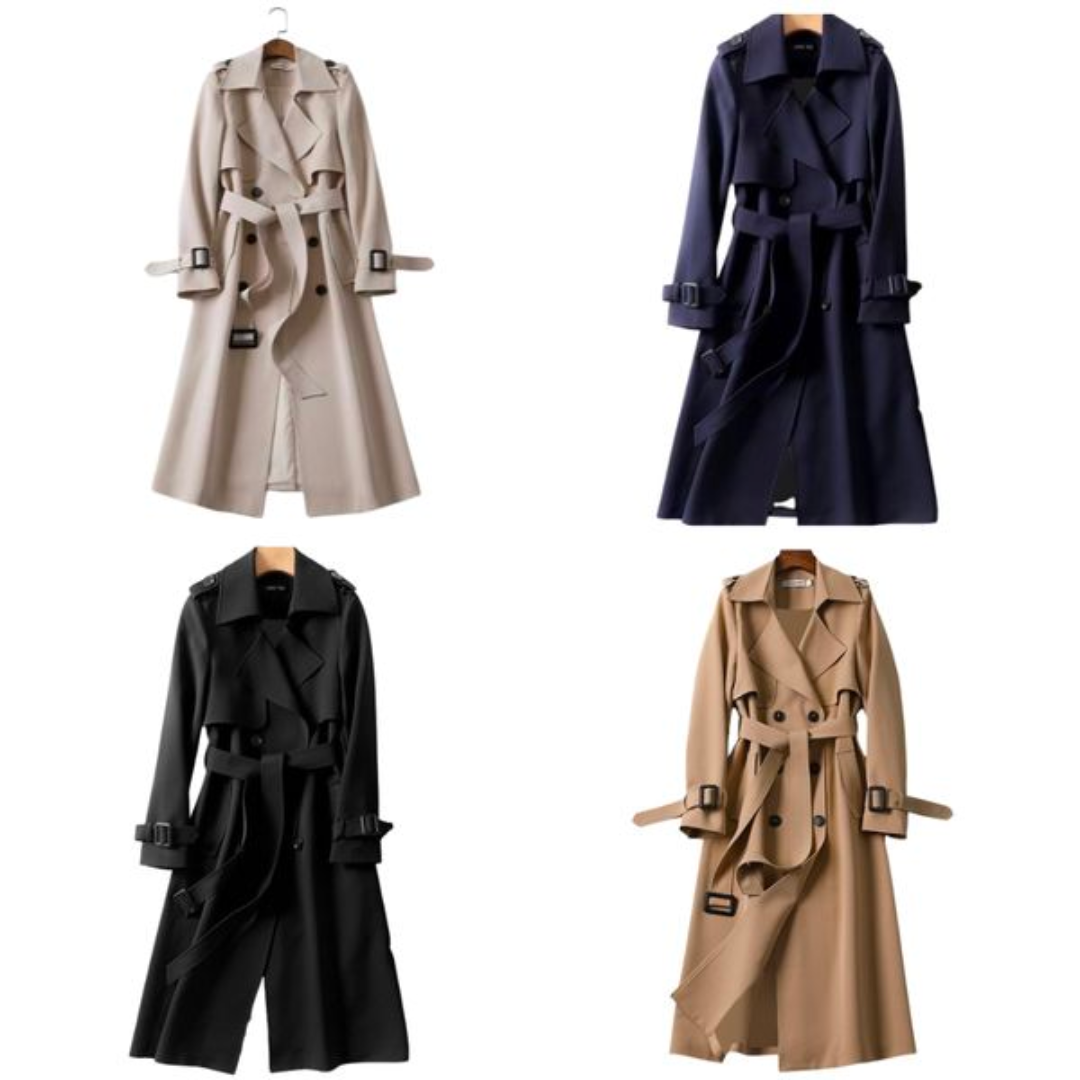 Trench/giacca autunnale Fiona in stile British con doppi bottoni