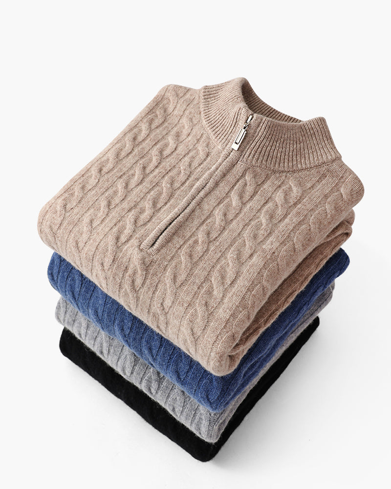 100% Cashmere vævet halv lynlås