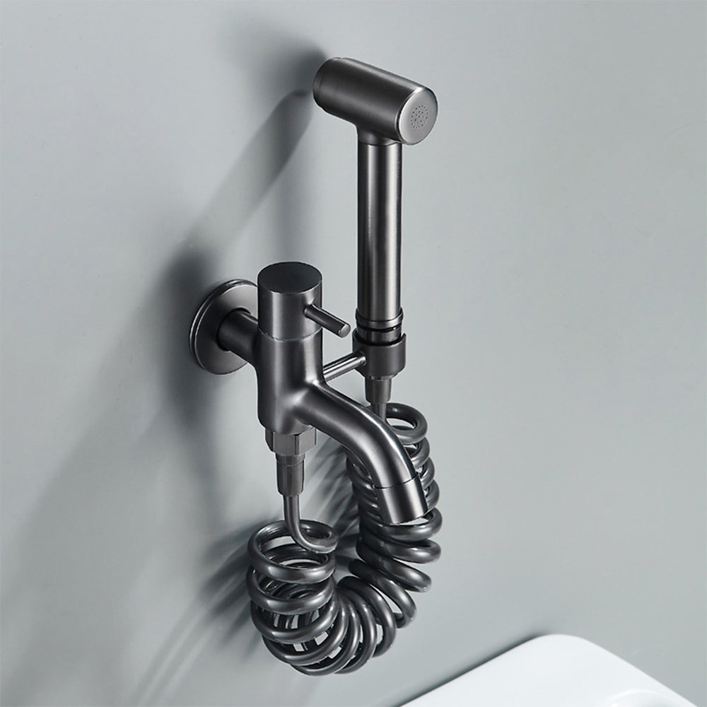 Gray Wall-mounted Bidet Set with Handheld Shower Sprayer