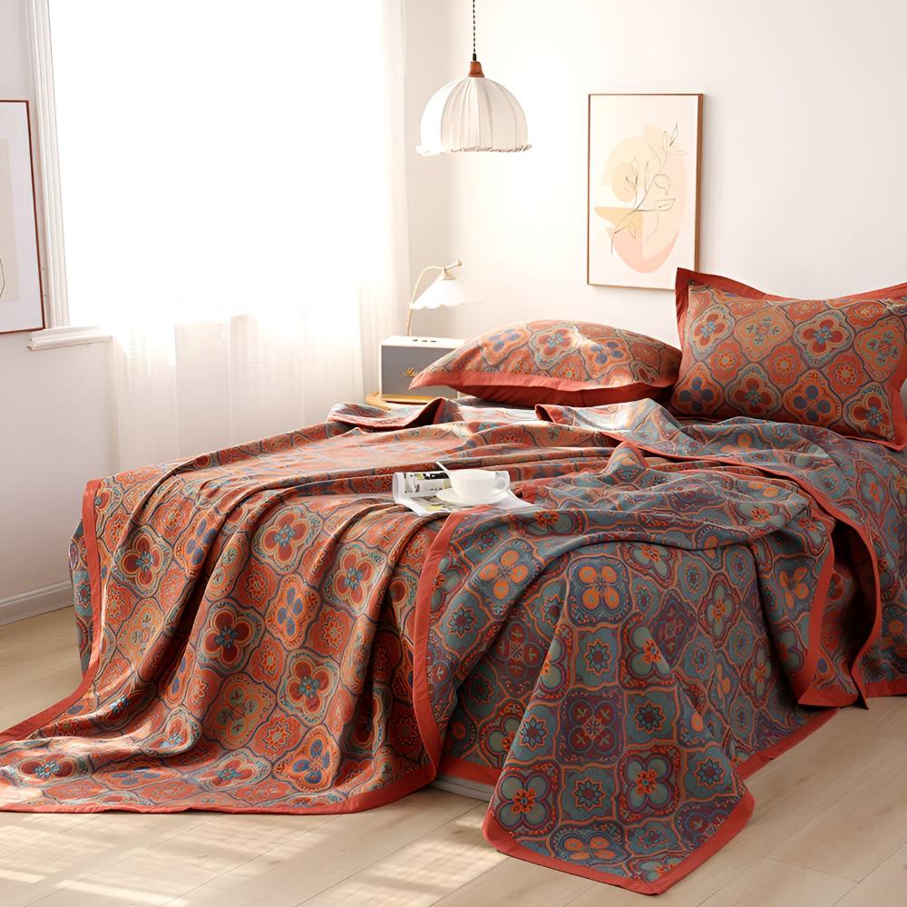 Blossom Embroidery Cotton Reversible Coverlet