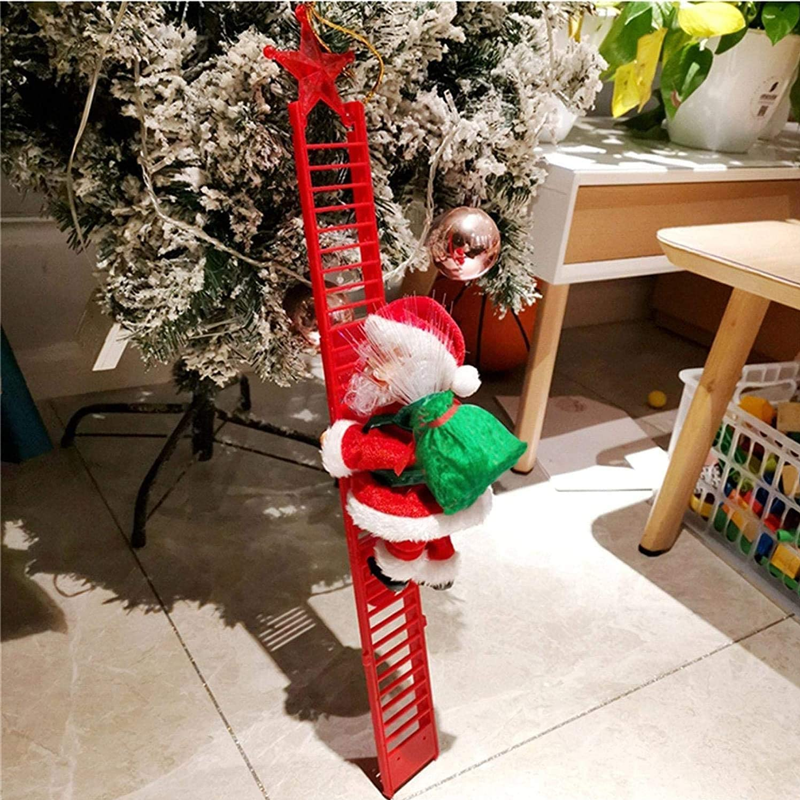 🎅סנטה קלאוס חשמלי מטפס על סולם עם מוזיקה