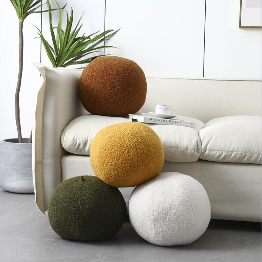 Plush Ball Shaped Boucle Cushion