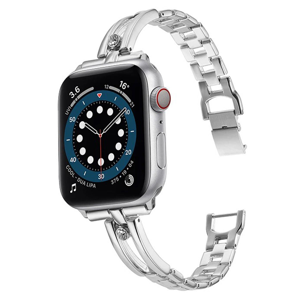 Cinturino per orologio a forma di diamante cavo in metallo per Apple Watch