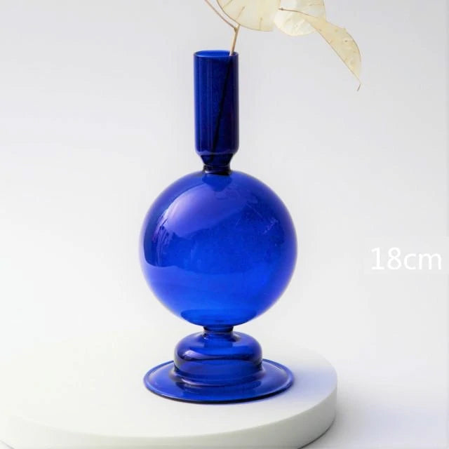 Bougeoirs en verre soufflé cobalt