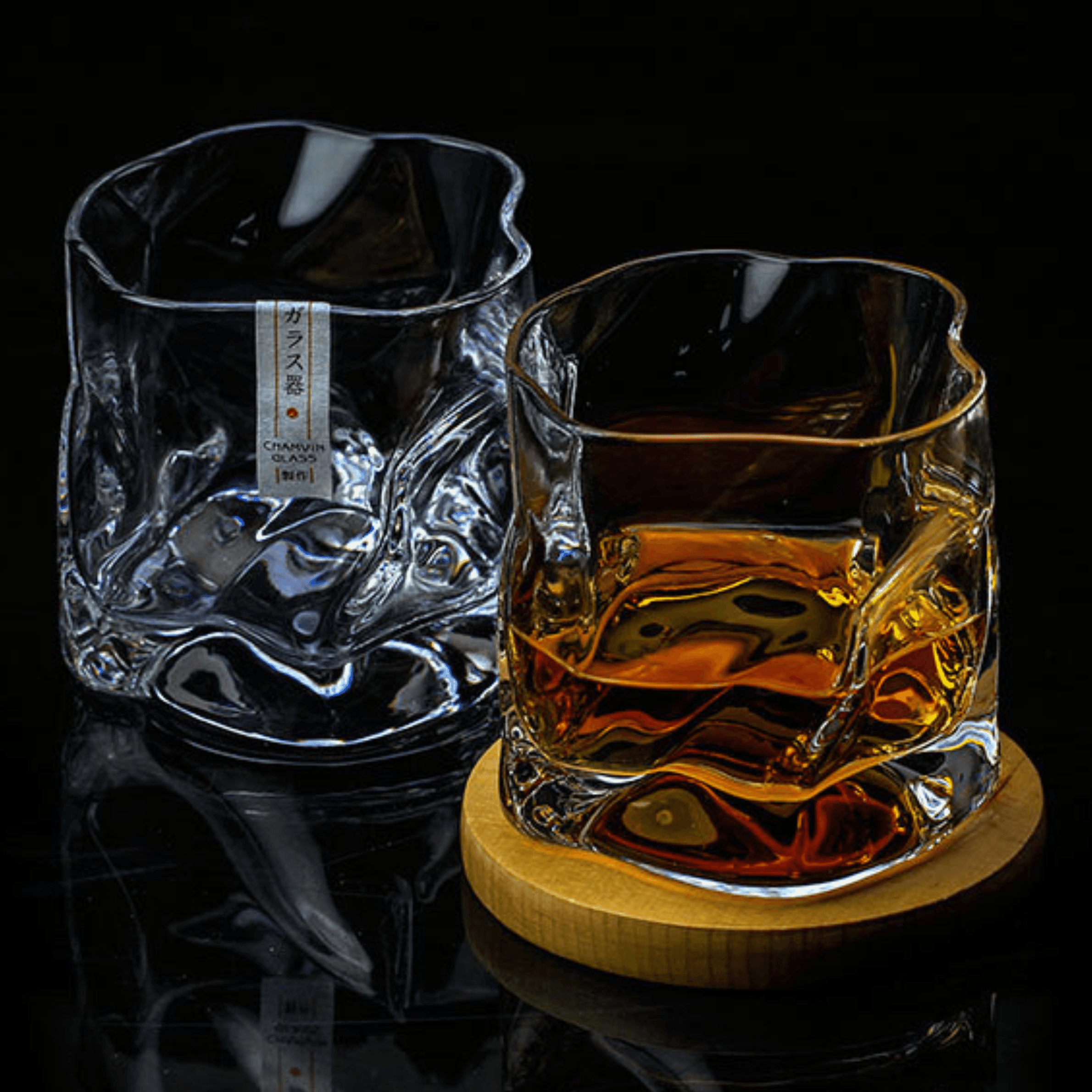 Bicchiere da whisky in vetro crumple Edo Kiriko giapponese