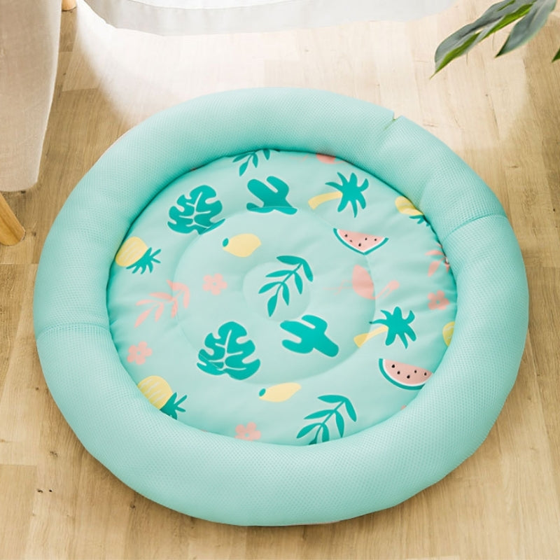 Tropical Summer Round Cat Cooling Mat