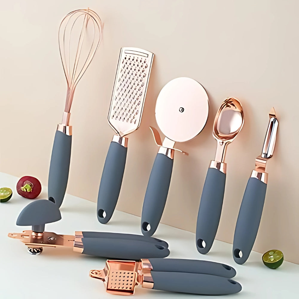 Set da Cucina in Oro Rosa da 7 Pezzi