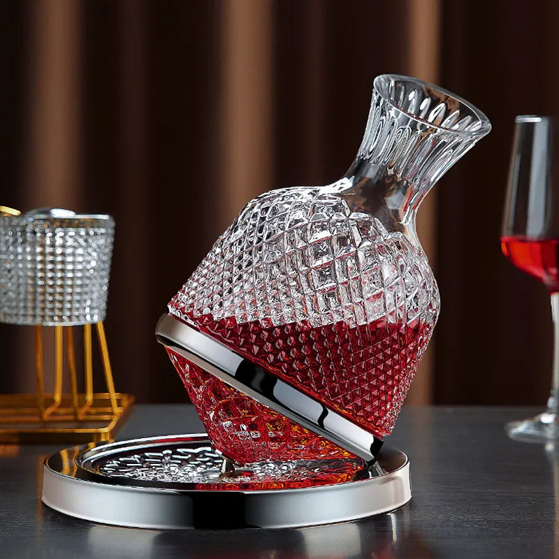 Decanter per vino in cristallo girevole a 360°