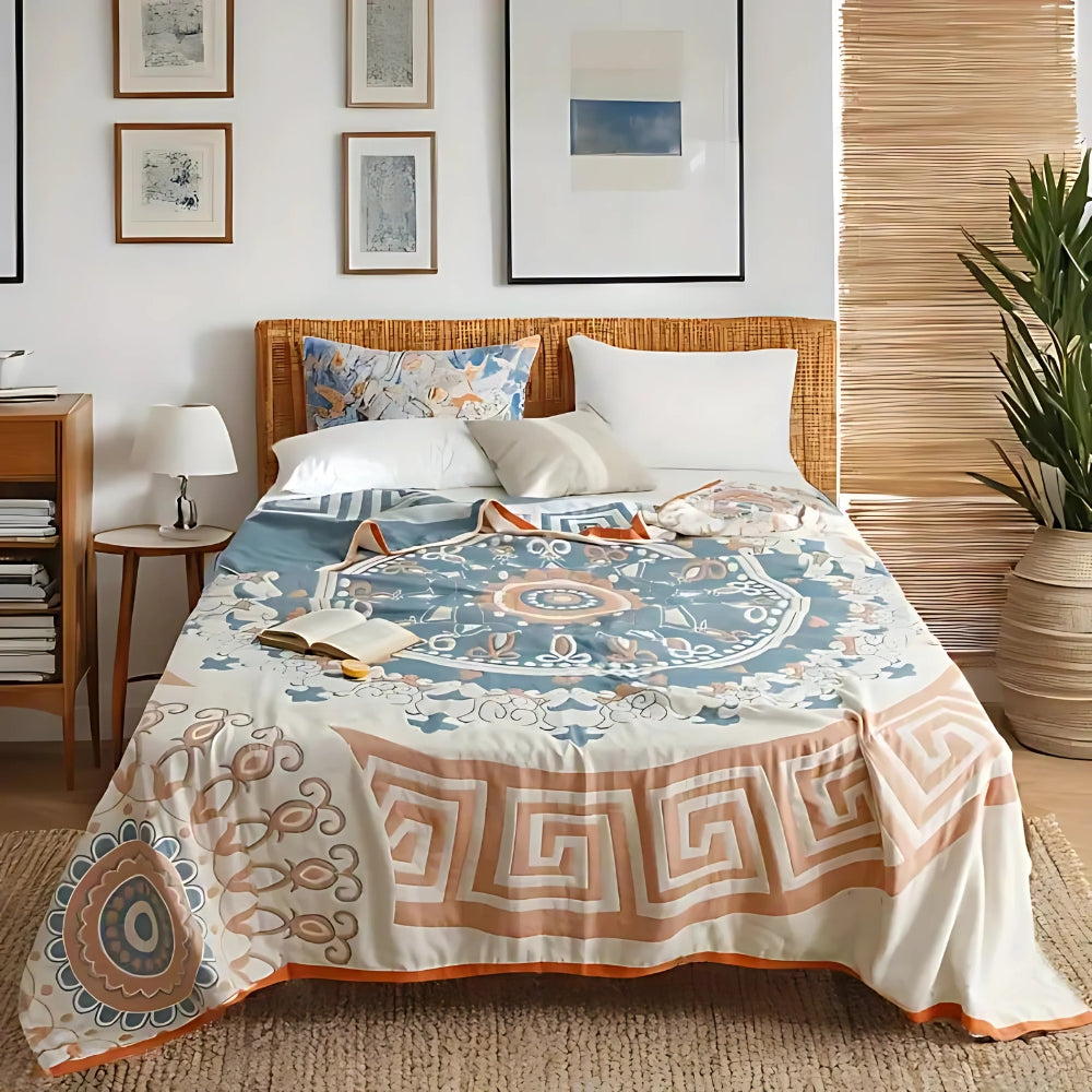 Breathable Cotton Geometric Design Blanket