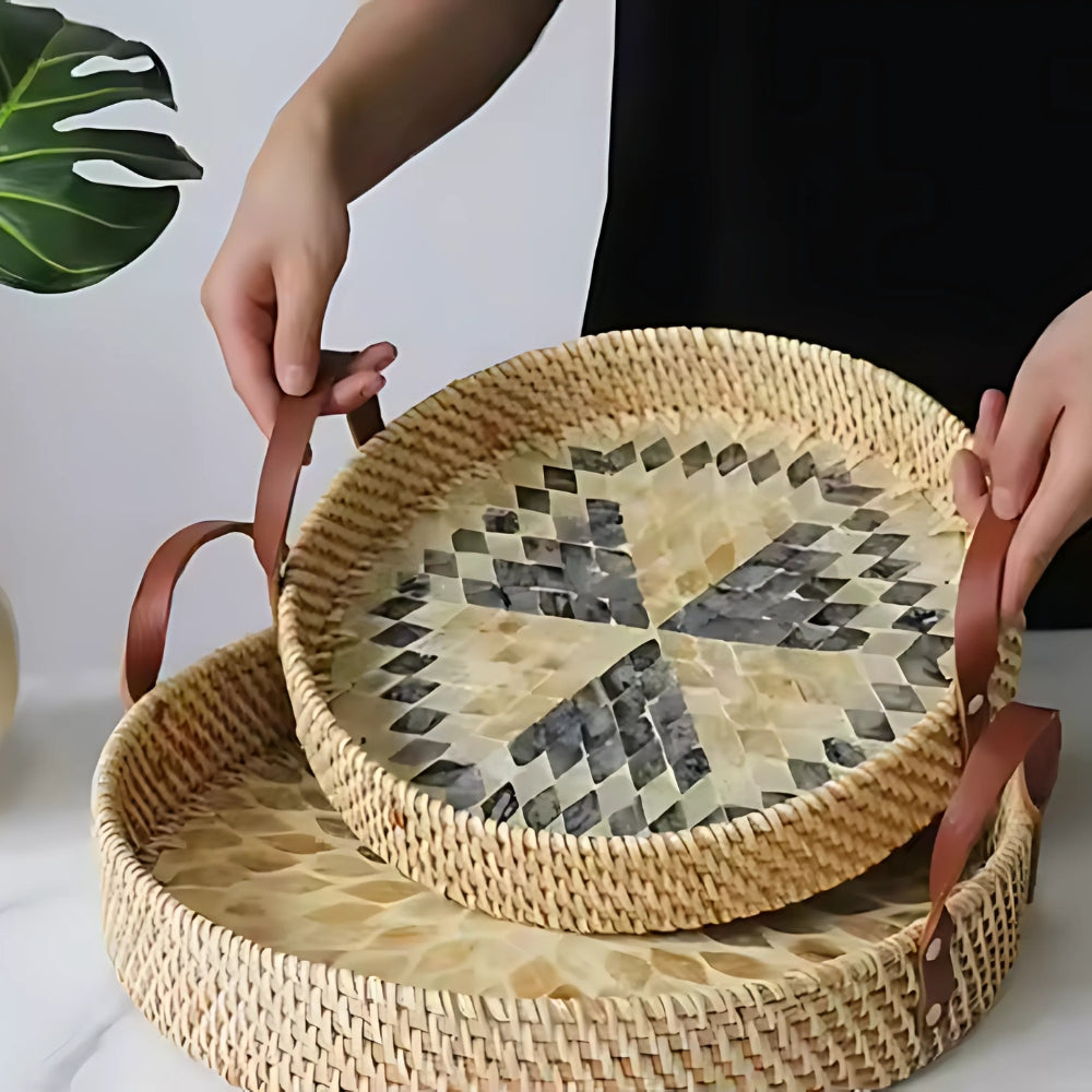 Farmhouse Rattan Tray in Assorted Patterns