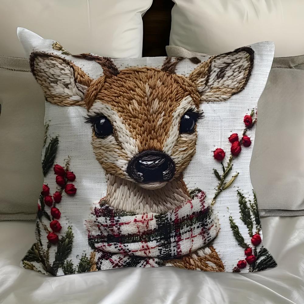 Charming Christmas Bambi Cushion Cover