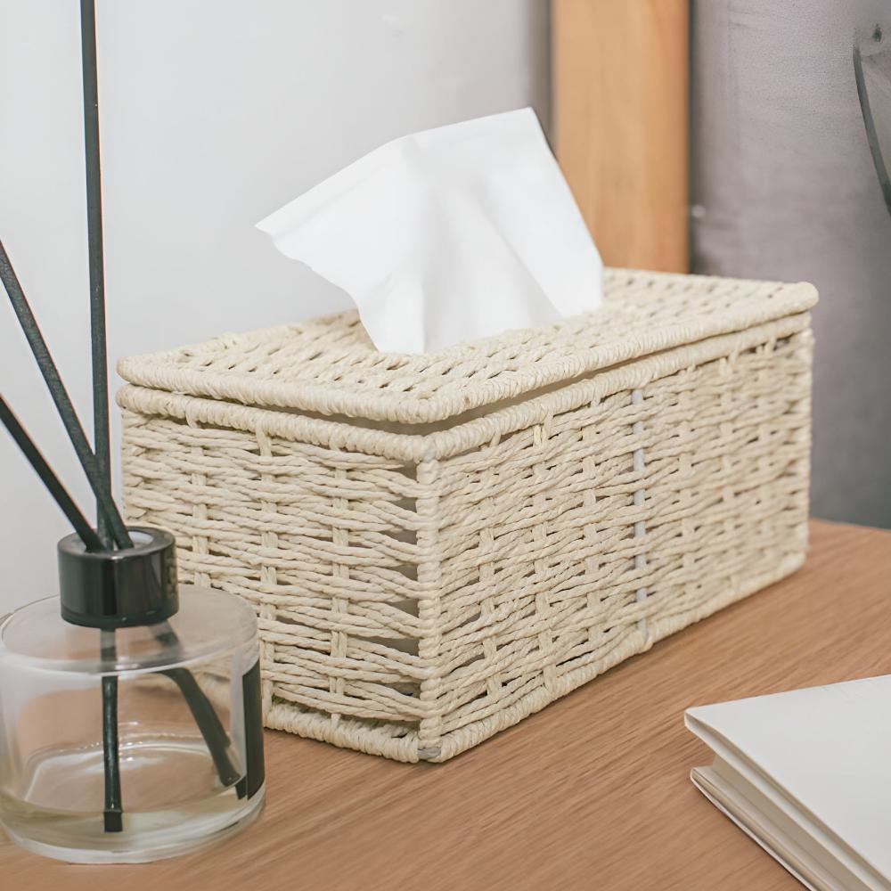 Rustic Rattan Tissue Box