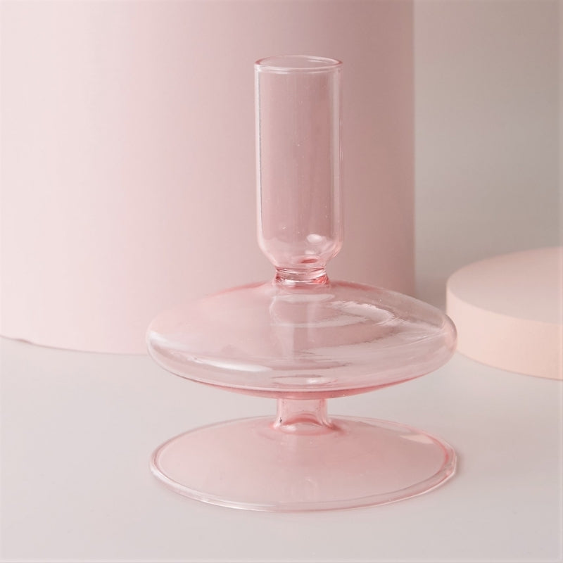 Sakura Rosa Glass Taper Lysestake & Vaser