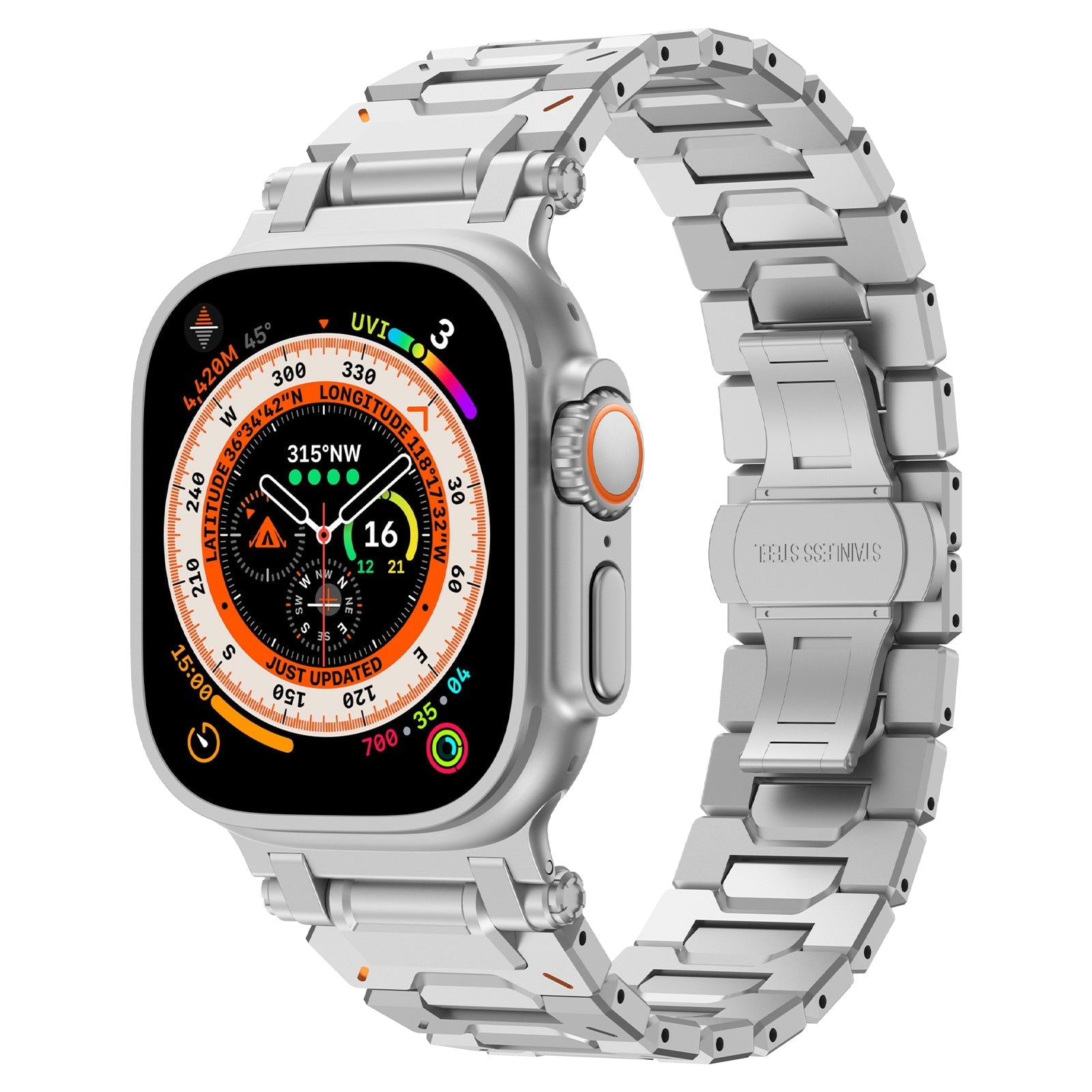 Bracelet en acier inoxydable Explorer pour Apple Watch