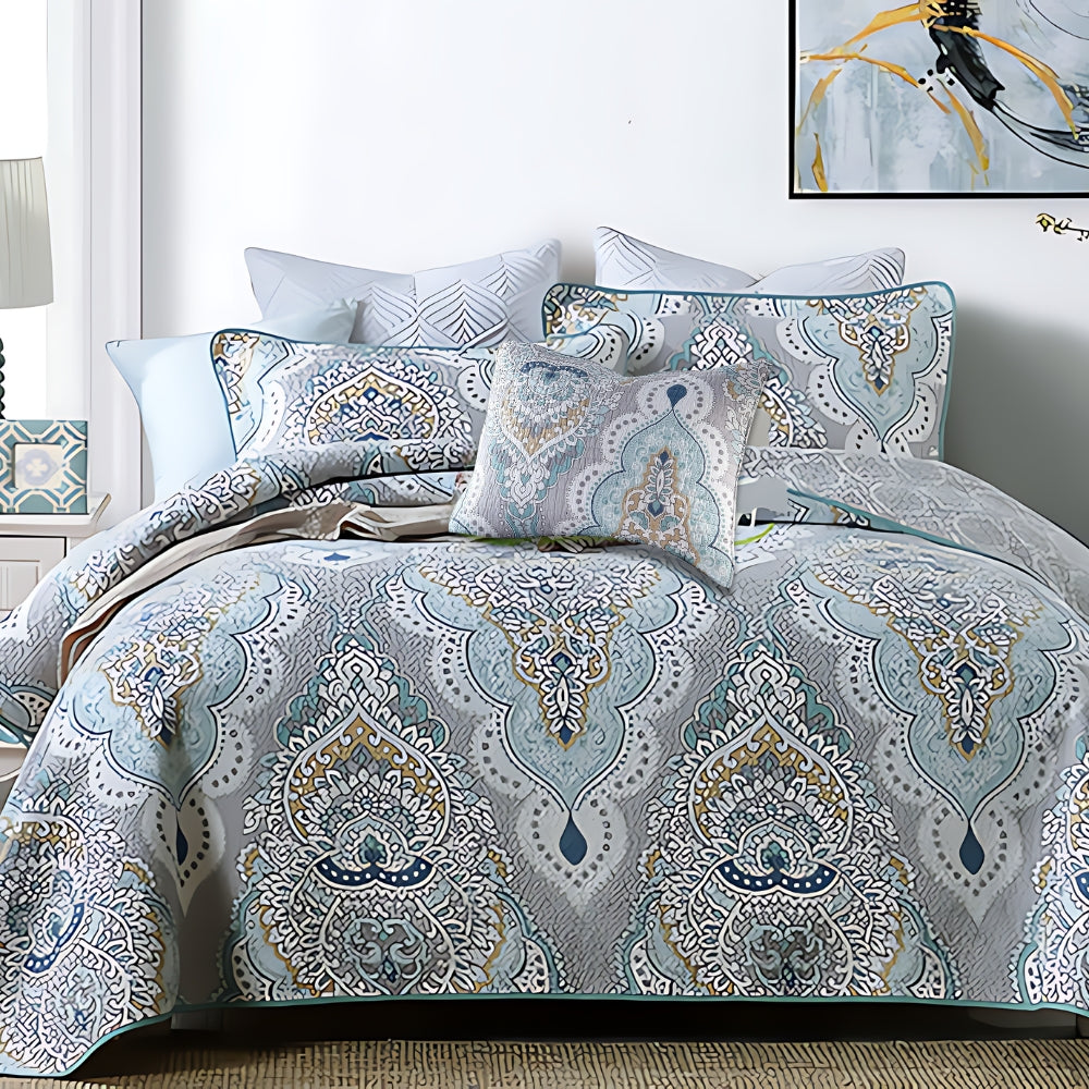 Paisley Aqua Teal Sengeteppe Sett