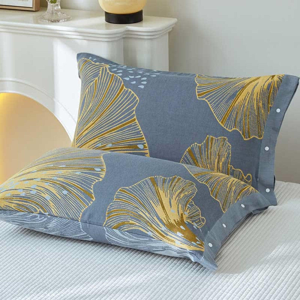 Funda de Almohada de Algodón Puro Golden Flora | Paquete doble