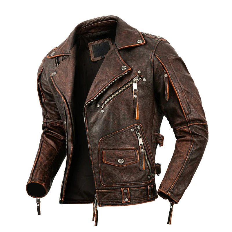 Retro Genuine Leather Jacket A81