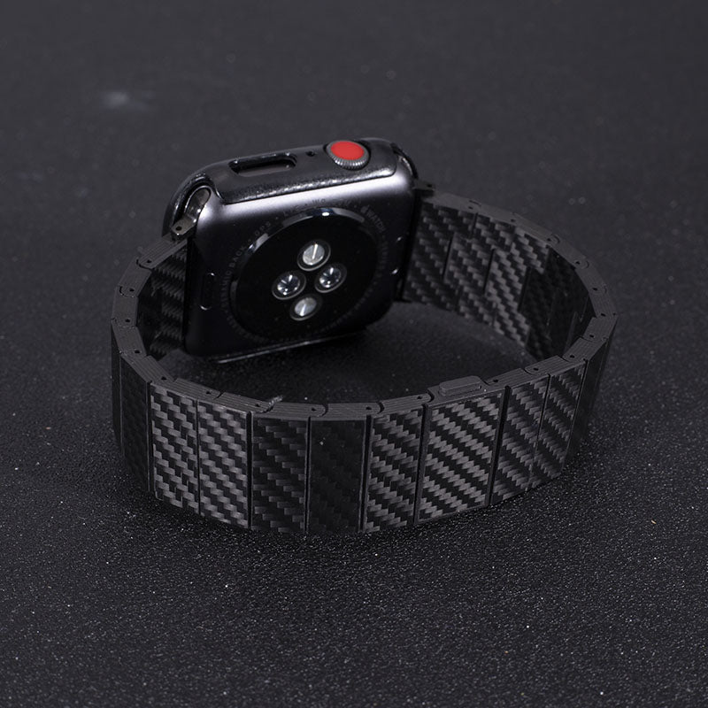 Bracelet en fibre de carbone pour Apple Watch + Coque de protection en fibre aramide slim