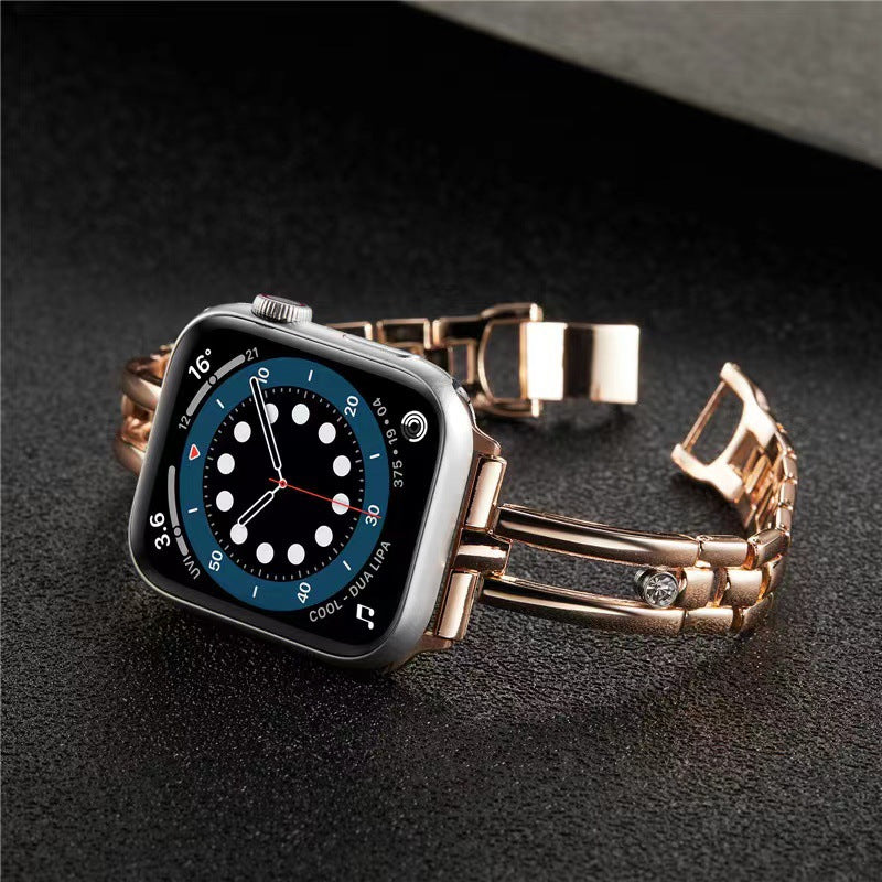 Cinturino per orologio a forma di diamante cavo in metallo per Apple Watch