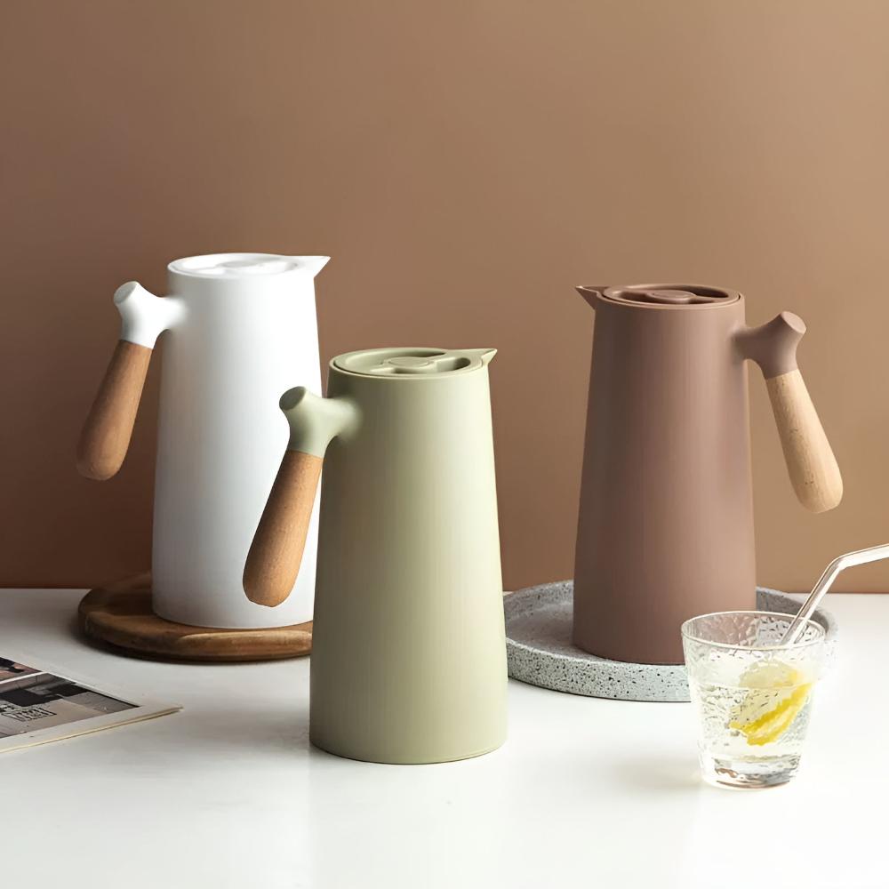 Carafe Isolée Élégante avec Poignée en Bois