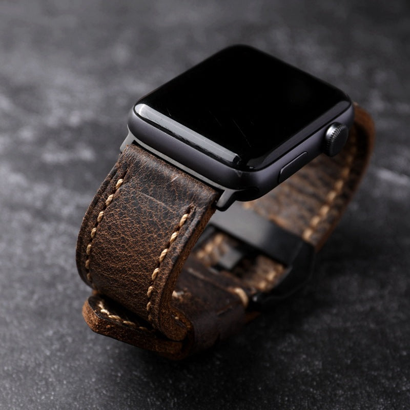 Bracelet en cuir de vachette de première qualité fait main pour Apple Watch