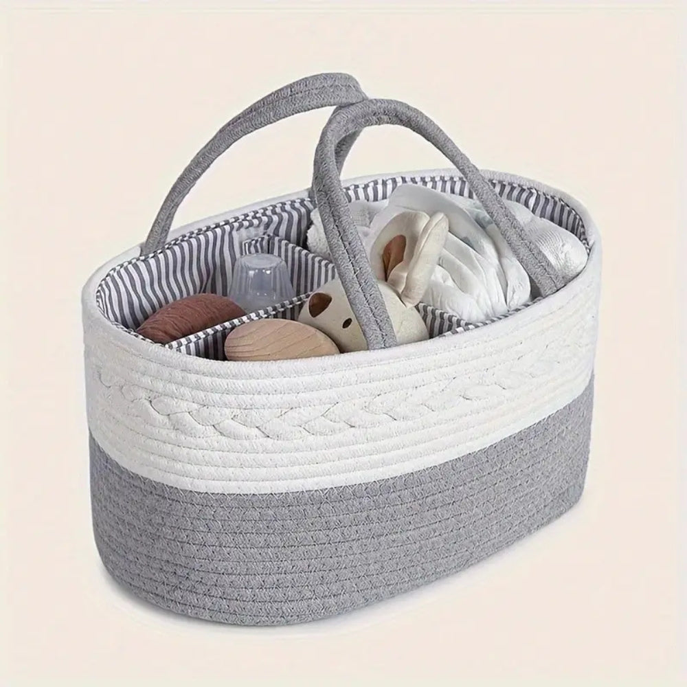 Organisateur d'Essentiels pour Bébé en Gris Tressé