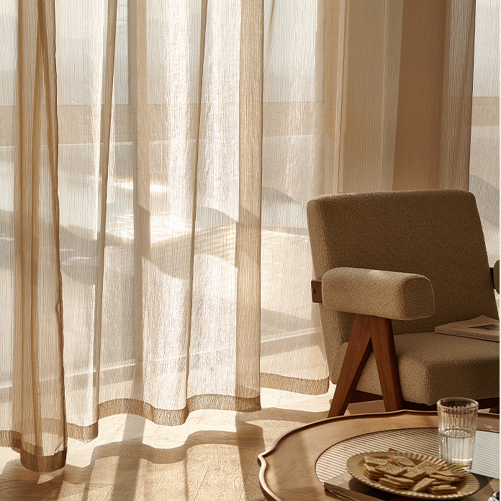 WeaveGlam - Cortinas Woven Transparentes para um Estilo Chic e Moderno