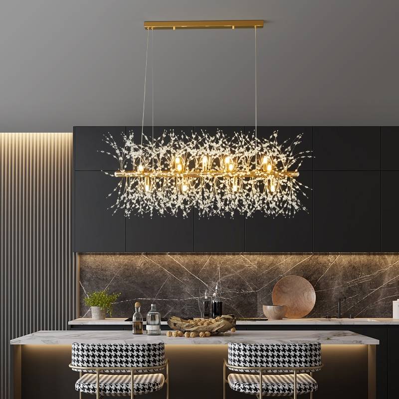 Lili Design LED Lampa Wisząca Biała Złota Metalowa Salon Jadalnia