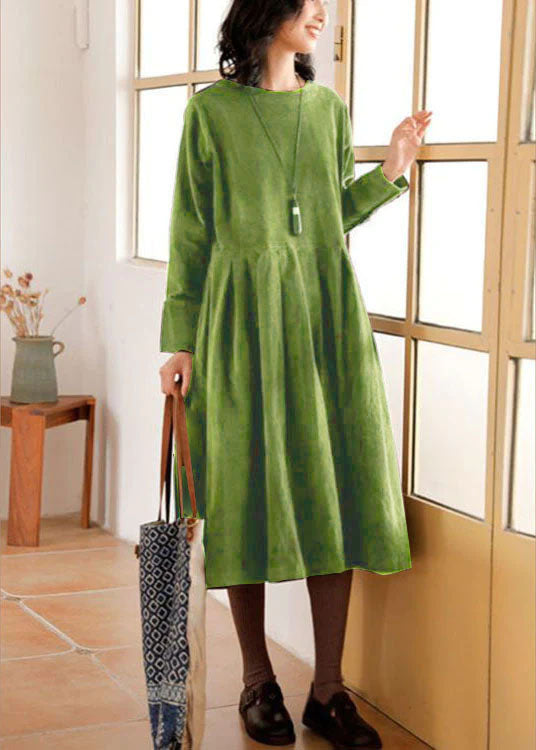 Robe en velours côtelé bleu français, grande taille, poches, boutons, patchwork, robes d'automne