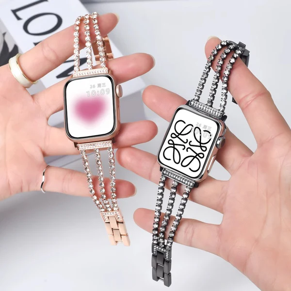 Bling Diamanten Schakelarmband voor Apple Watch