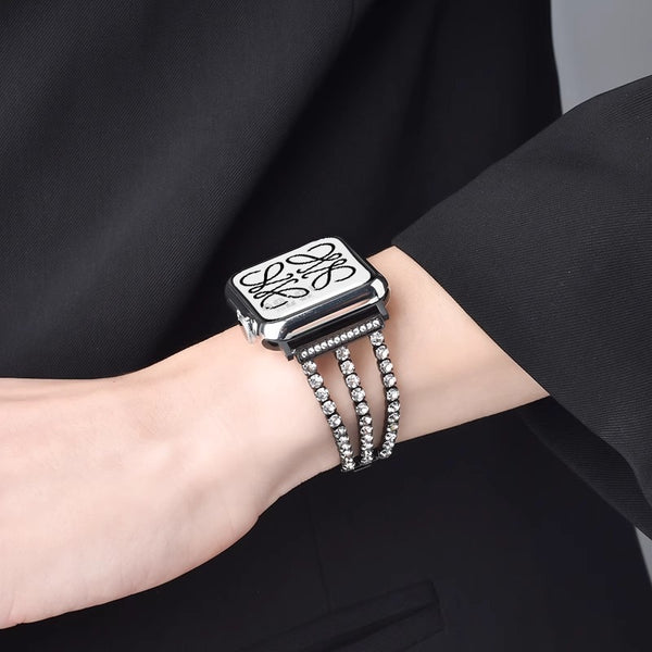 Pulsera de enlace de diamante brillante para Apple Watch