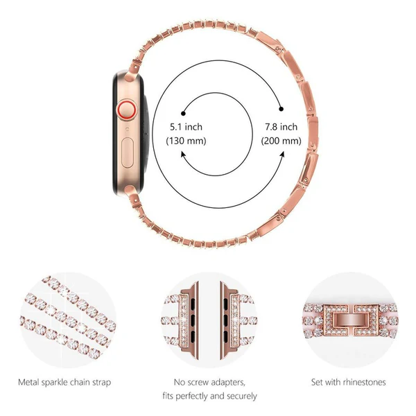 Pulsera de enlace de diamante brillante para Apple Watch