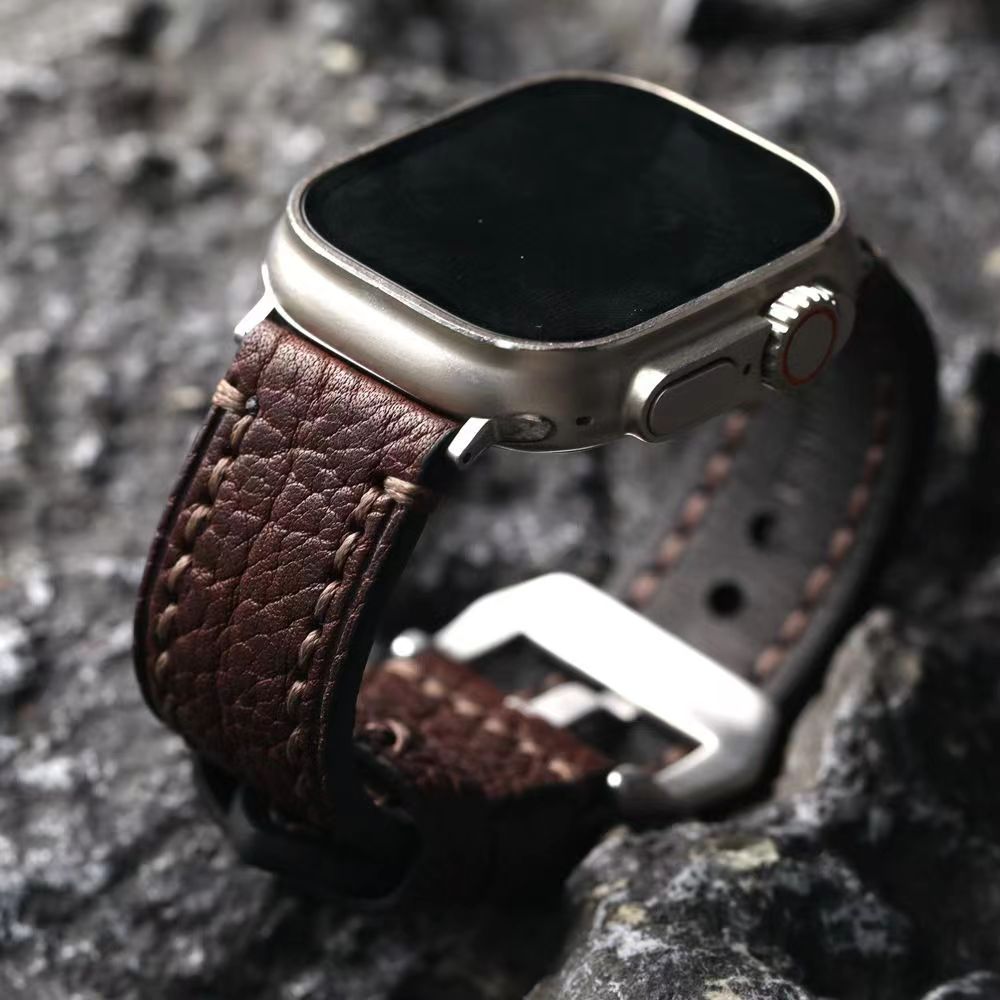 Ručně vyráběný - Hovězí kůže s vrchní zrnitostí Apple Watch pás