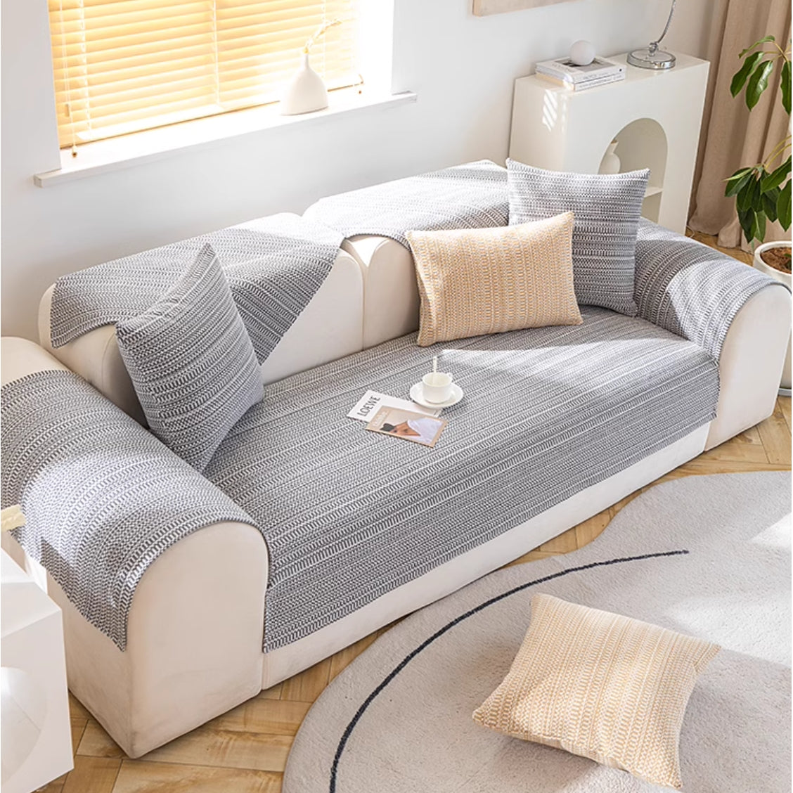 Natural Cotton Linen Sofa Protector Couch Cover