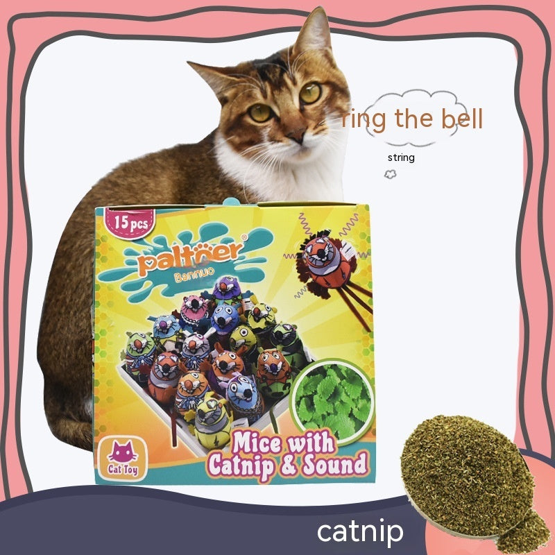 Catnip Craze Set: Farverige plysmus med klokker (15-pak)