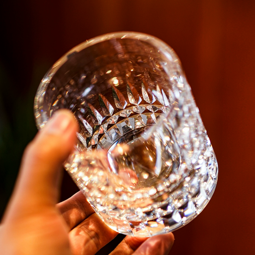 Bicchiere da whisky Edo Kiriko Crystal Royale con scatola di legno