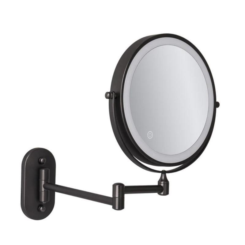 Miroir grossissant LED rechargeable noir pour maquillage et salle de bain